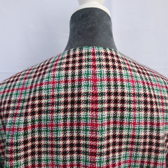 Talbots Houndstooth Wool-Blend Coat 14W Open Front Button-Up Lined Preppy Plaid - Picture 11 of 16